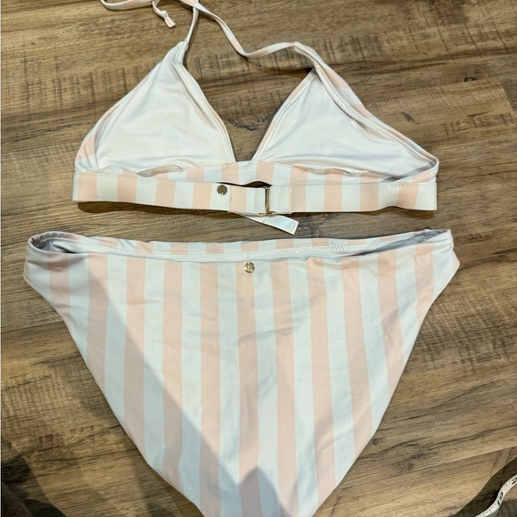 Striped Peach and White Bikini Set - Picture 4 of 8